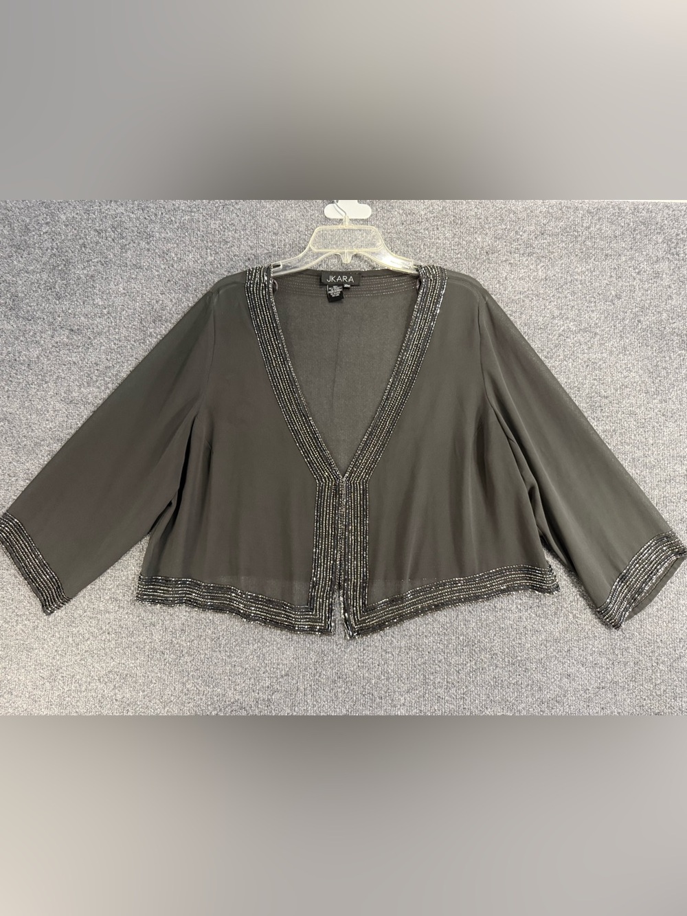 J Kara Charcoal Gray Embellished Beaded Shrug - mother of the bride/groom